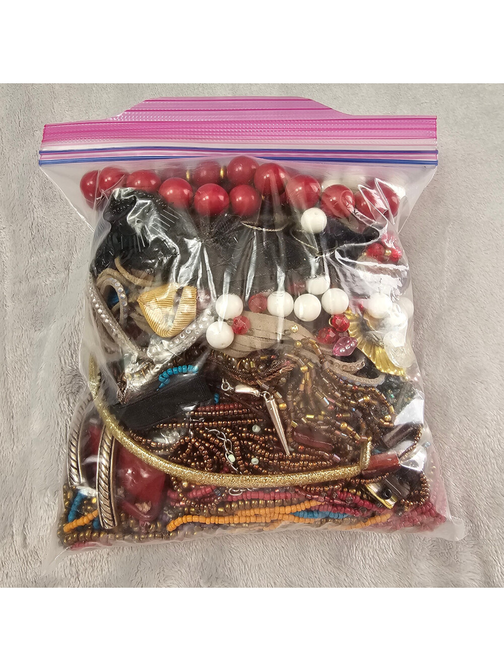 Junk Jewelry Craft Lot 1 Lb Mixed Beads Broken Wearable Upcycle Repair Harvest